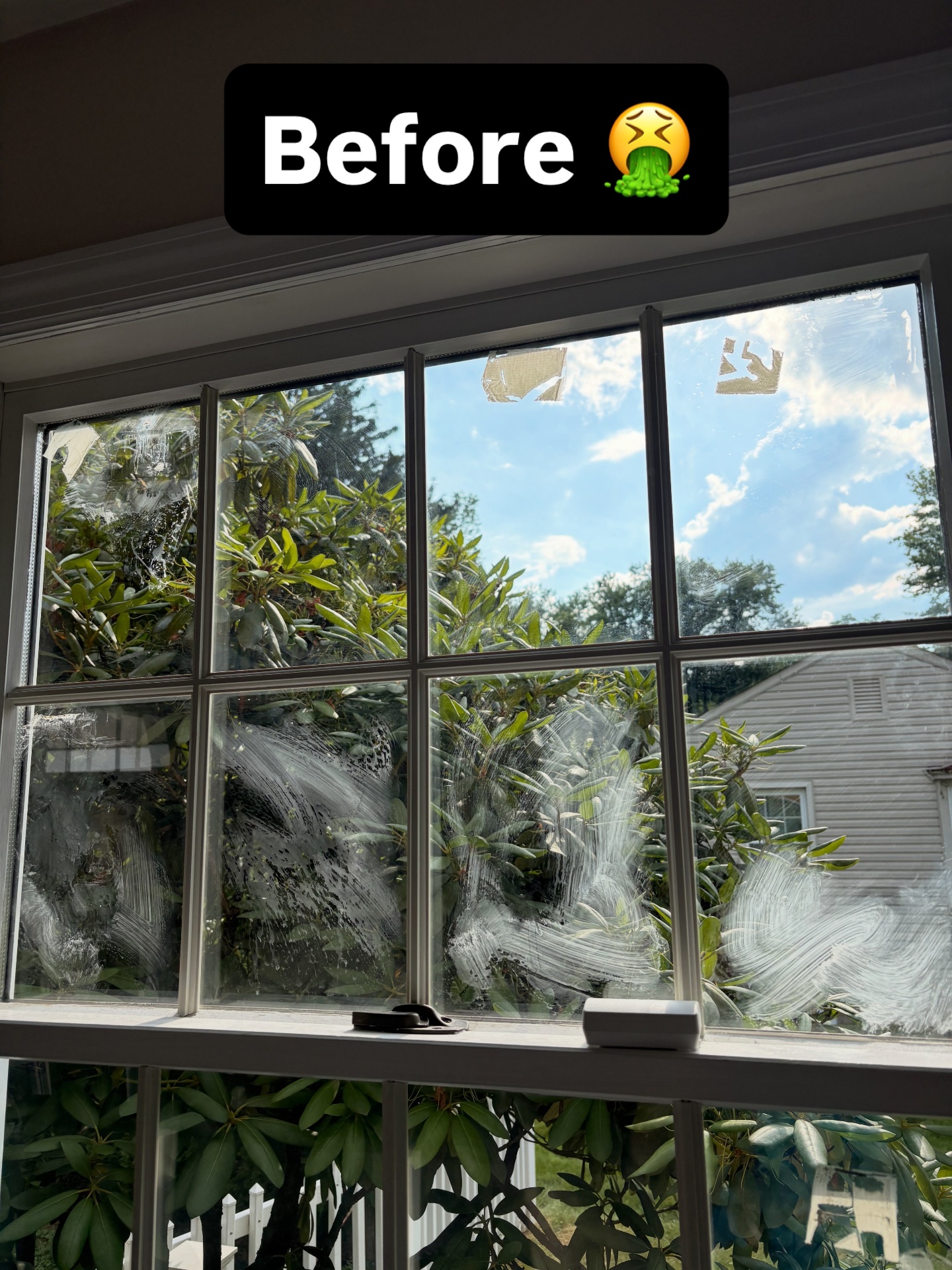 Interior window before cleaning